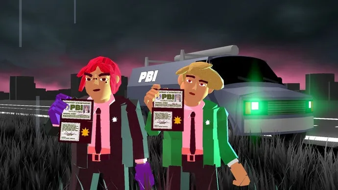 Ảnh minh họa — Green Suits: Một trò chơi phiêu lưu kết hợp phong cách Twin Peaks và Chainsaw Man