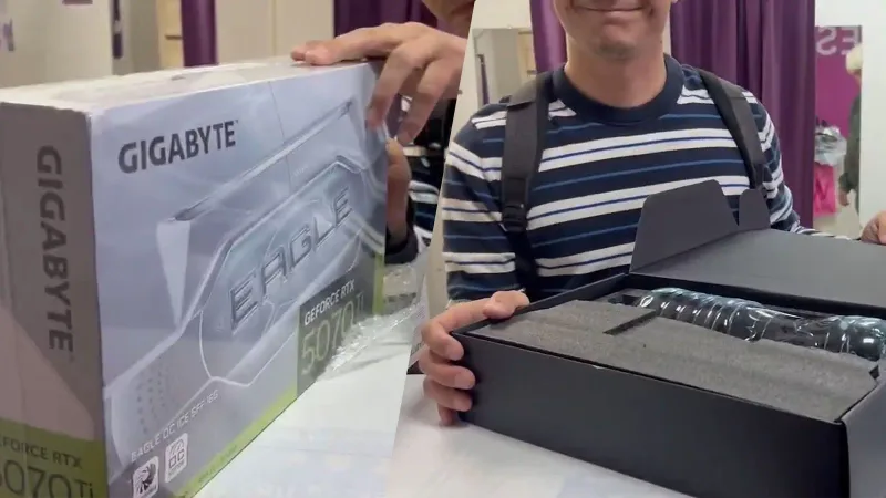 Mua card đồ họa RTX 5070 Ti, game thủ bất ngờ nhận về chai nước