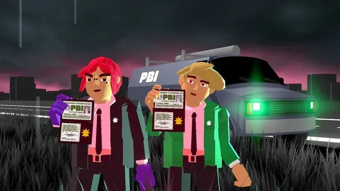 Ảnh minh họa — Green Suits: Một trò chơi phiêu lưu kết hợp phong cách Twin Peaks và Chainsaw Man