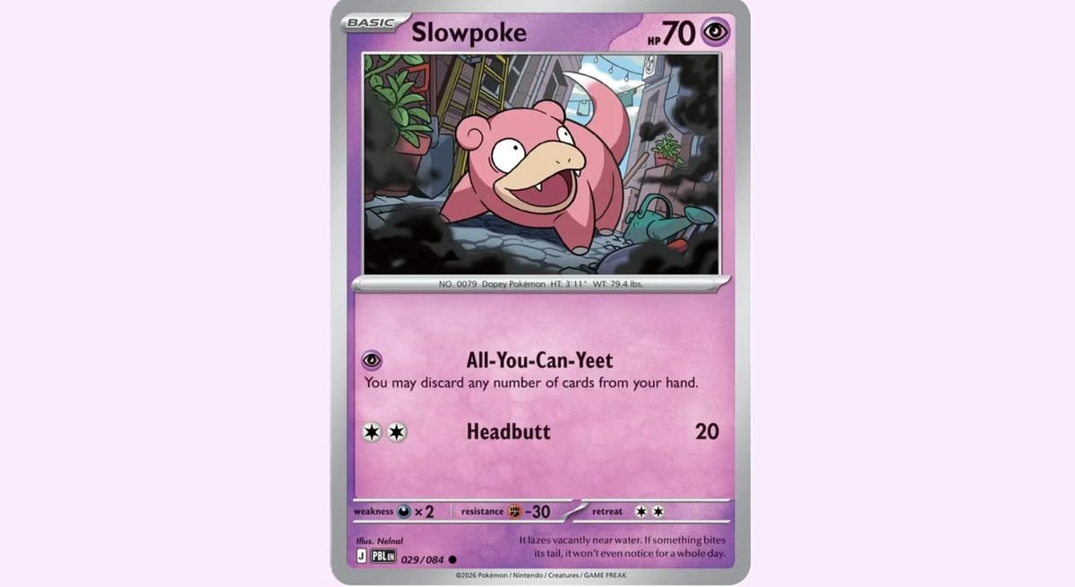 Ảnh minh họa — Pokémon Trading Card Game giới thiệu động từ "All-You-Can-Yeet" từ thẻ Slowpoke: Hấp dẫn và lạ lùng