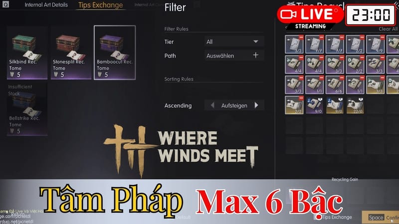 Where Winds Meet — Tăng 4 sách Tâm Pháp lên 6 bậc nhanh nhất